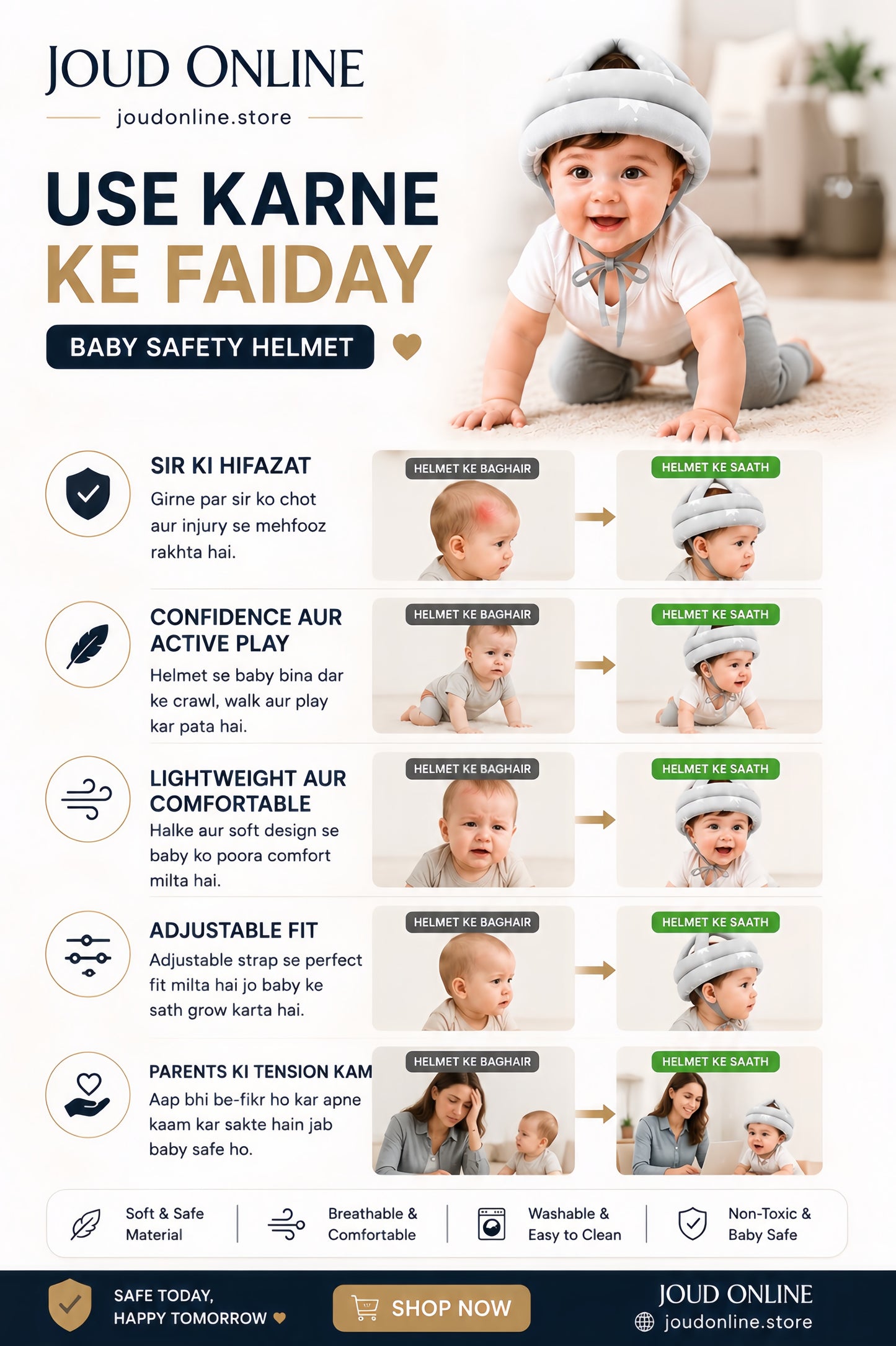 Baby Safety Bumper Helmet β Soft Head Protection for Crawling & Walking Babies