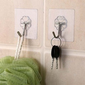 Transparent Self-Adhesive Wall Hooks Sticker – Strong Hold, No Drill, Damage-Free Hanging - Pack of 10