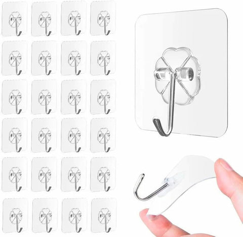 Transparent Self-Adhesive Wall Hooks Sticker – Strong Hold, No Drill, Damage-Free Hanging - Pack of 10