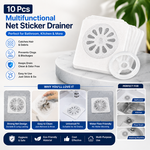 10 Pcs Multifunctional Net Sticker Drainer – Perfect for Bathroom, Kitchen & More