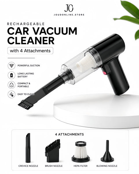 Rechargeable Car Vacuum Cleaner with 4 Attachments