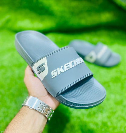 Men’s Casual Slippers PU Leather Grey Size 7-10