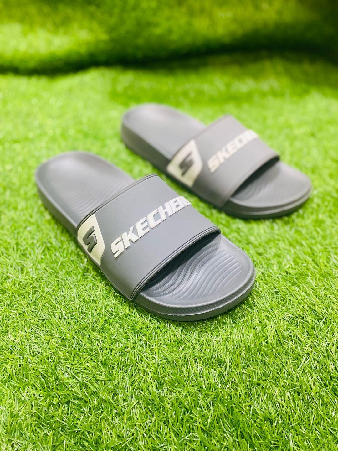Men’s Casual Slippers PU Leather Grey Size 7-10