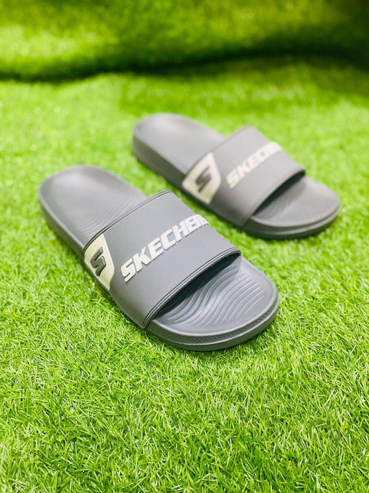 Men’s Casual Slippers PU Leather Grey Size 7-10