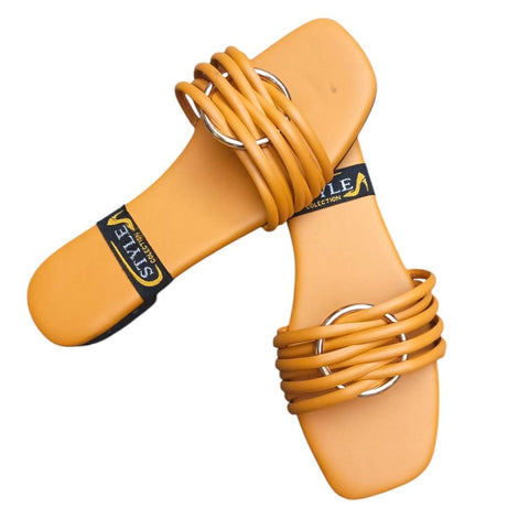 Women PVC Casual Sandals Mustard Colour Multi Sizes