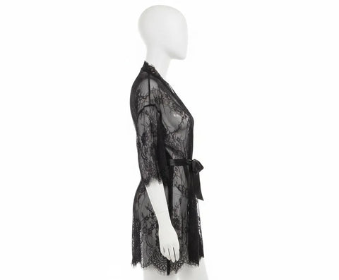 Black Lace V-Neck Night Suit for Women Free Size