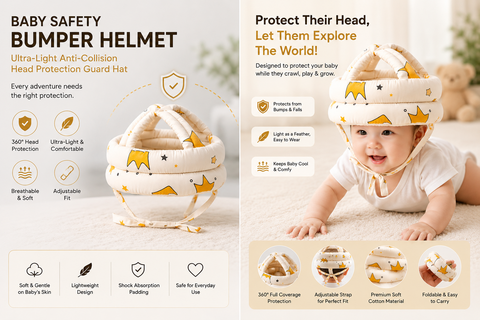 Baby Safety Bumper Helmet – Ultra-Light Anti-Collision Head Protection Guard Hat