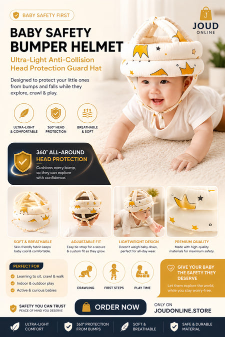 Baby Safety Bumper Helmet – Ultra-Light Anti-Collision Head Protection Guard Hat