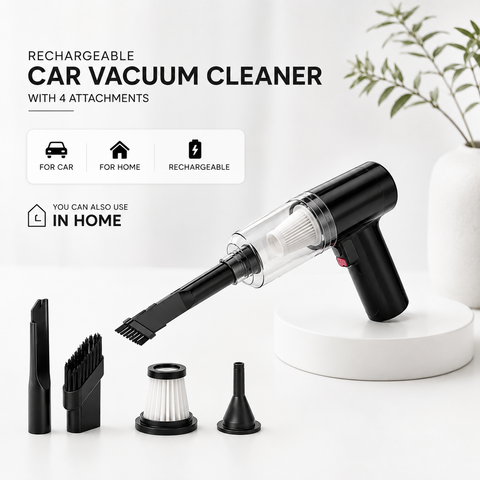 Rechargeable Car Vacuum Cleaner with 4 Attachments