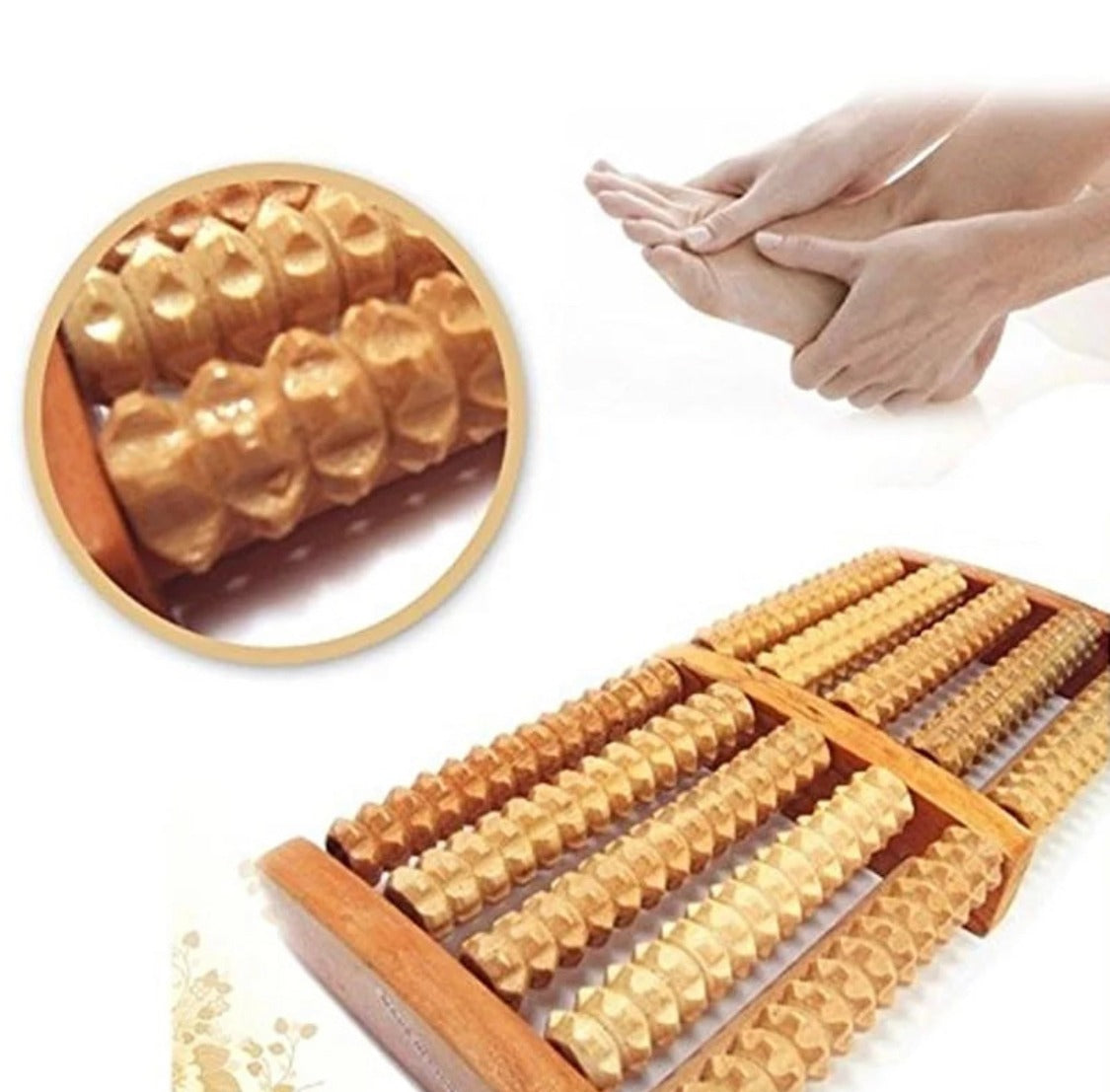 Wooden Sticks Roller Foot Massager Durable Natural Wood Design For Relaxation Stress Relief And Improved Blood Circulation